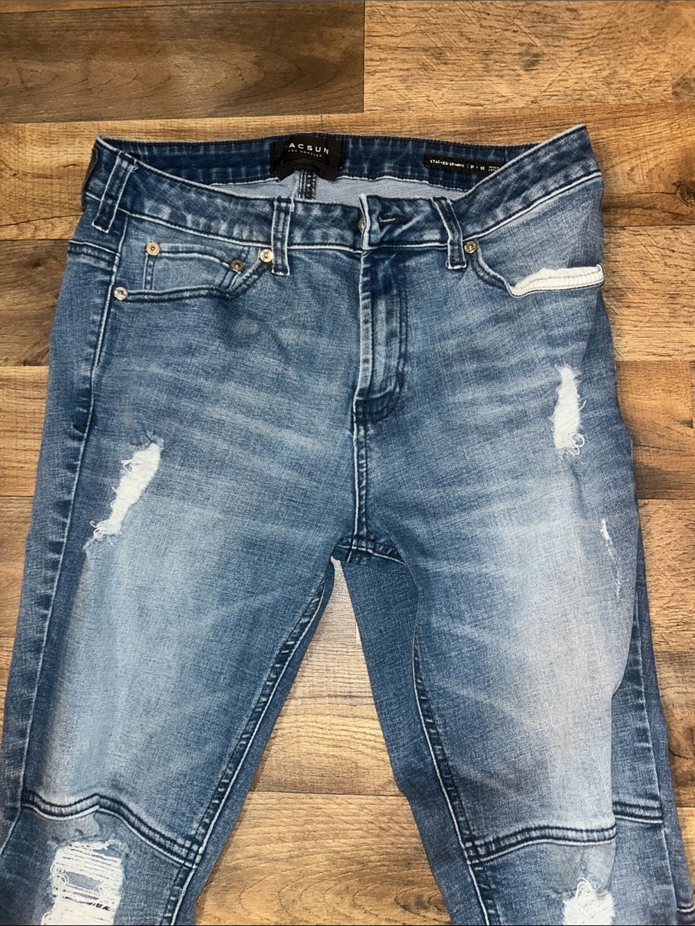 PacSun Distressed Light Blue Men's Denim Jeans Stacked Skinny 31 x 32